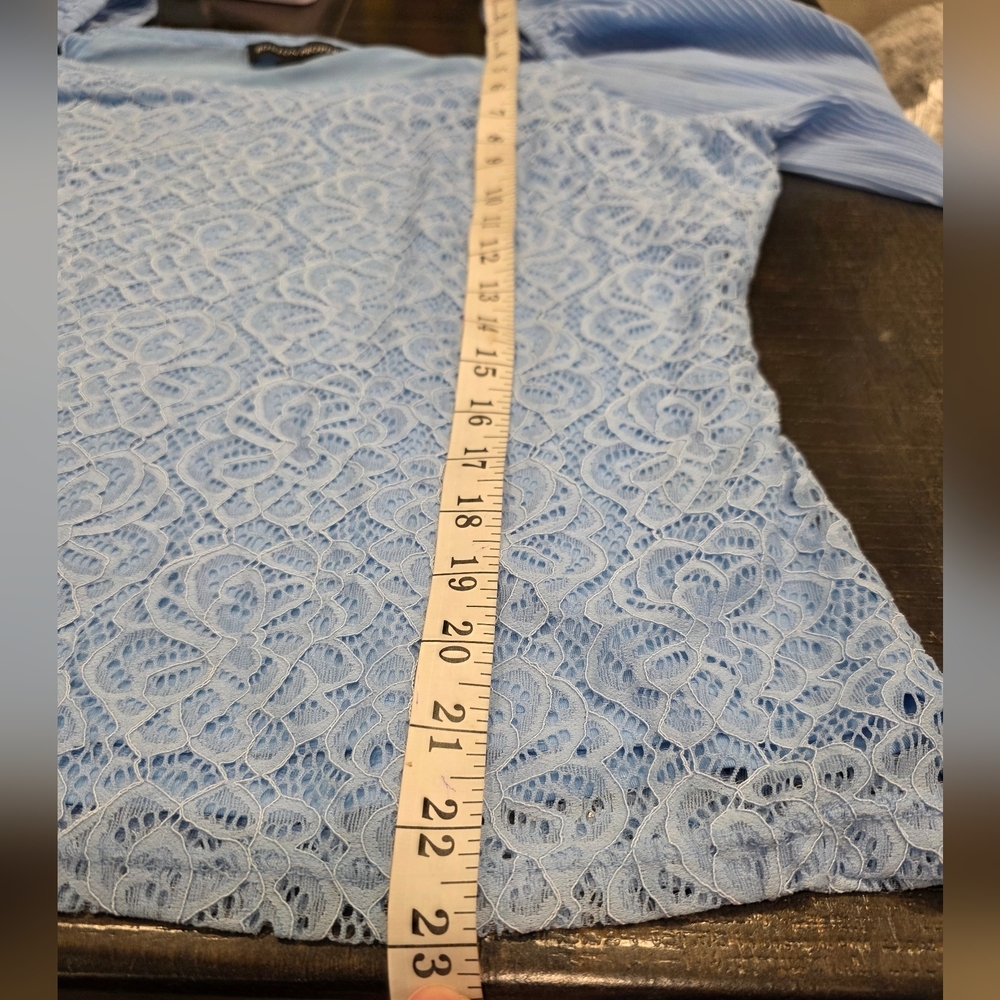 Boston Proper Sky Blue Lace Top - Picture 6 of 8